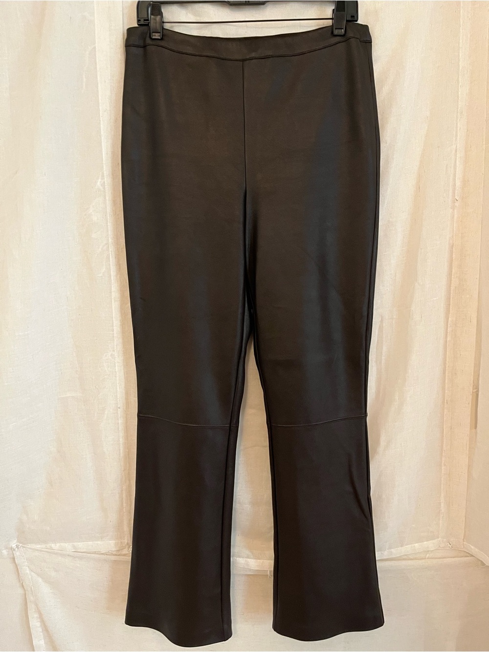 Joseph Ribkoff Black Faux Leather Flared Pants
